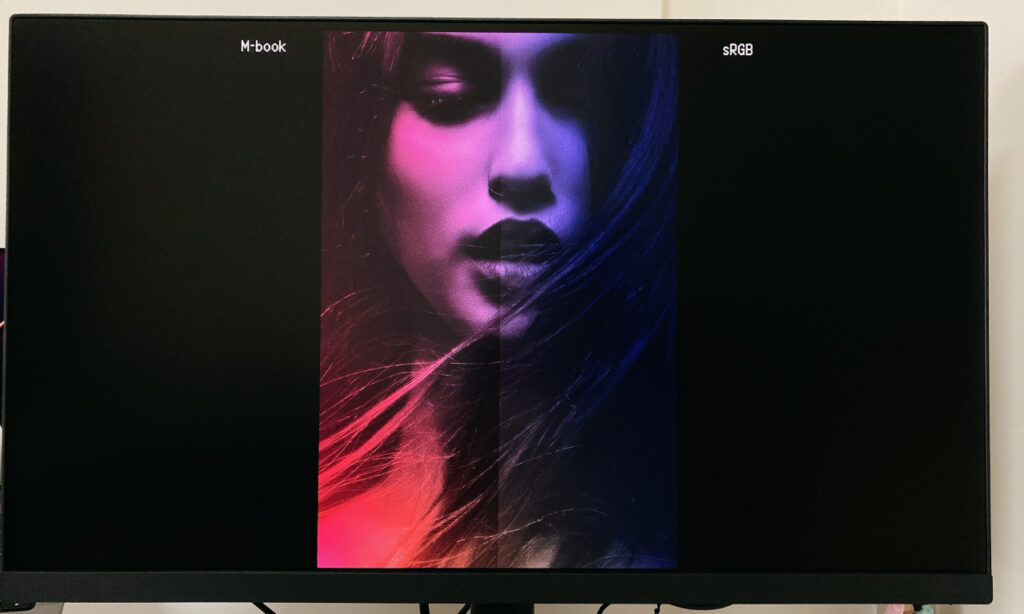 BenQ 螢幕PD2705U－雙色彩模式檢視sRGB和M-Book模式